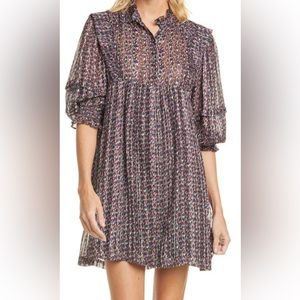 ba&sh The Deep Metallic Print Midi Dress NWT Size L